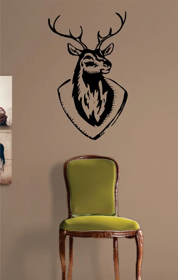 Deer Head Version 1 Animal Design Decal Sticker Wall Vinyl Art Decor Home 1