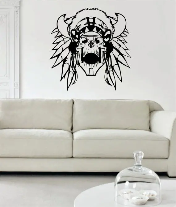 Indian Chief Skull Art Decal Sticker Wall Vinyl 1