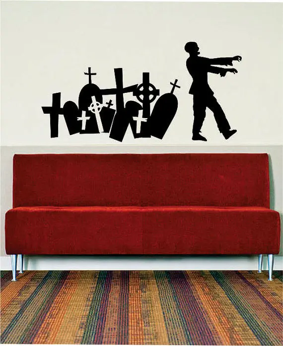Graves And Zombie Design Decal Sticker Wall Vinyl Art Home Room Decor 1