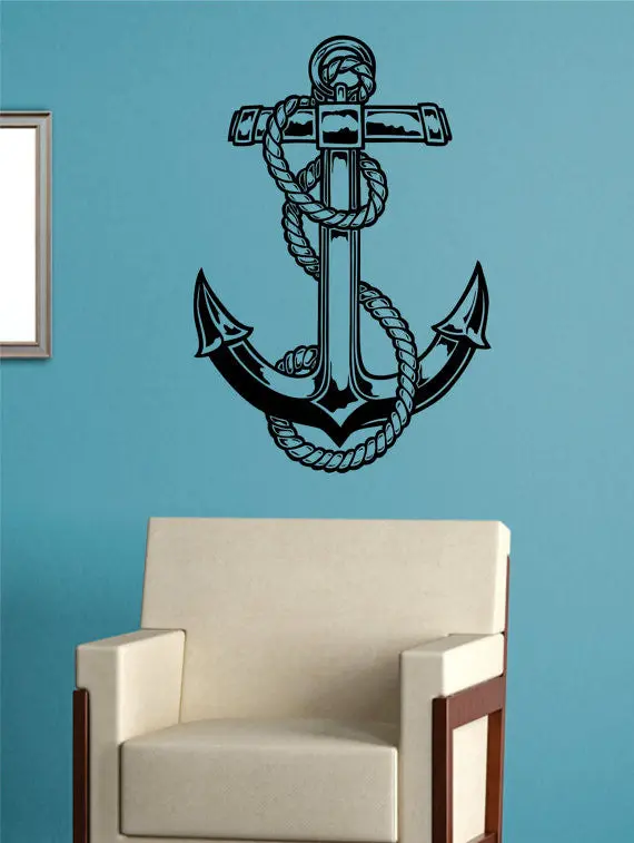 Anchor Version 4 Nautical Ocean Beach Decal Sticker Wall Vinyl Art Decor 1