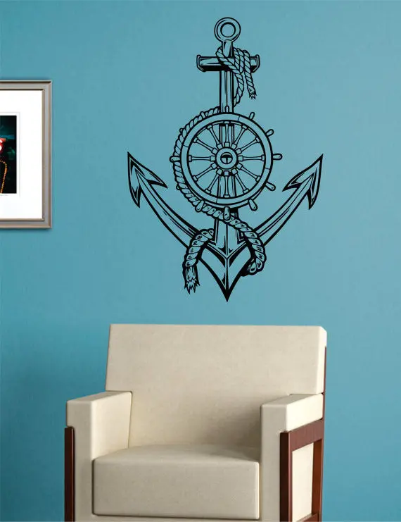 Anchor Version 5 Nautical Ocean Beach Decal Sticker Wall Vinyl Art Decor 1