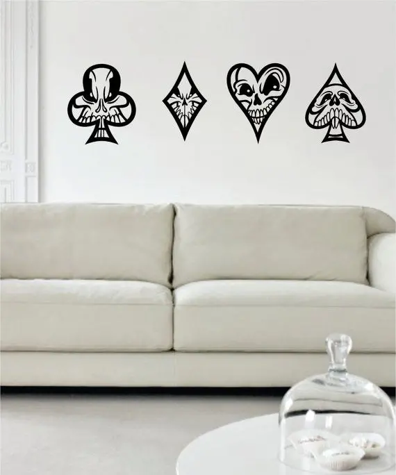 Skulls Playing Card Suits Art Decal Sticker Wall Vinyl 1