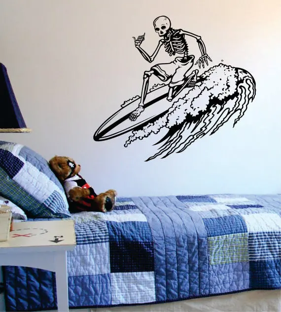 Skeleton Surfer Design Sports Decal Sticker Wall Vinyl 1