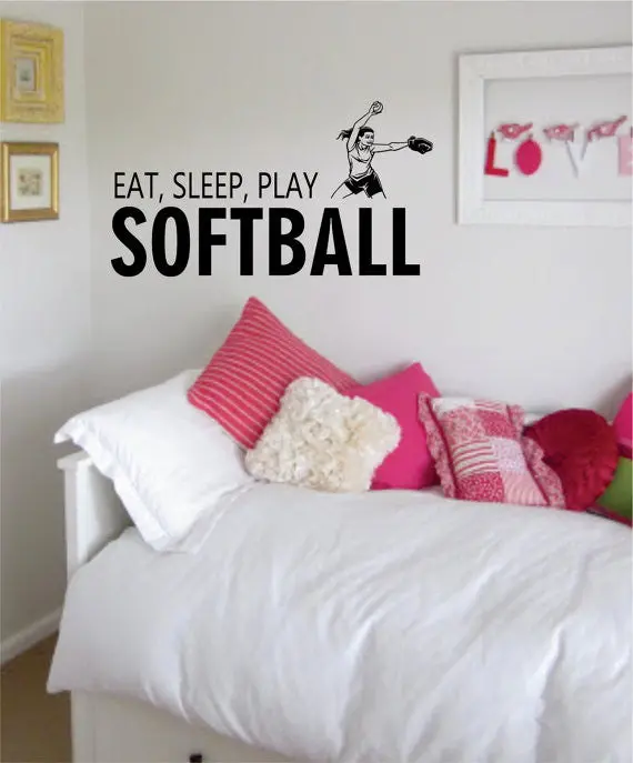 Eat Sleep Play Softball Sports Decal Sticker Wall Vinyl 1