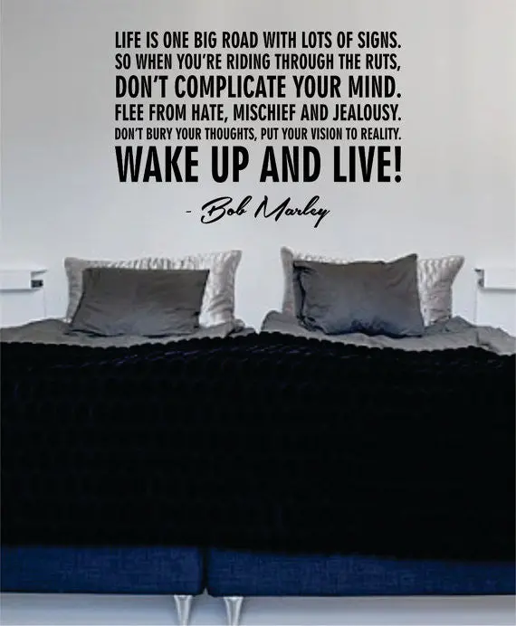 Bob Marley Wake Up And Live Decal Quote Sticker Wall Vinyl Art Decor 1