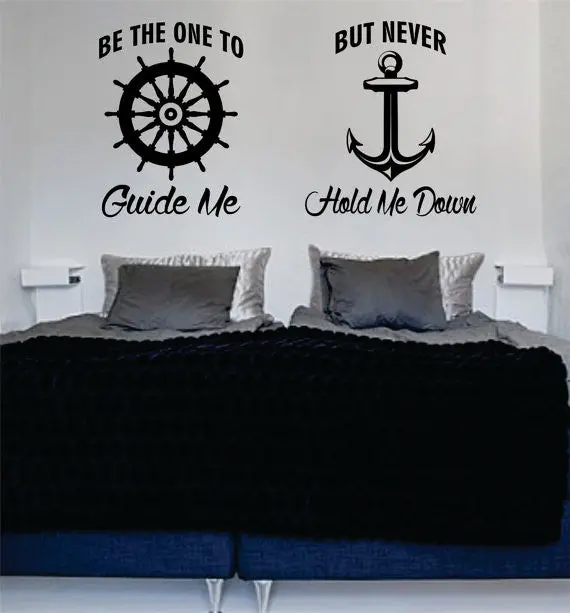 Be The One To Guide Me Quote Anchor Boat Wheel Nautical Ocean Beach Decal Sticker Wall Vinyl Art Decor 1