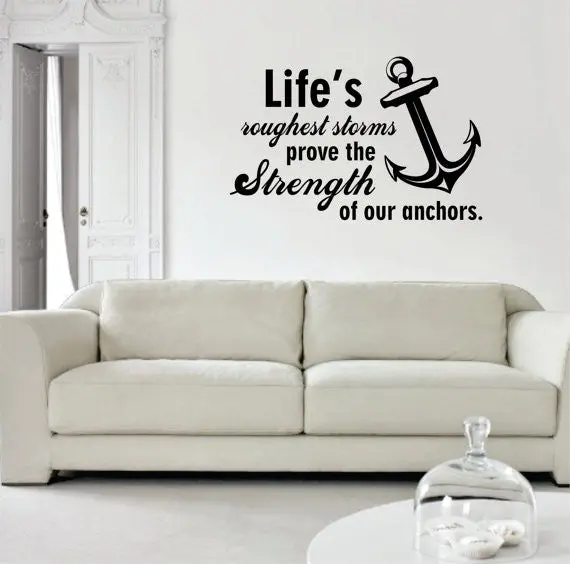 Lifes Roughest Storms Anchor Quote Nautical Ocean Beach Decal Sticker Wall Vinyl Art Decor 1