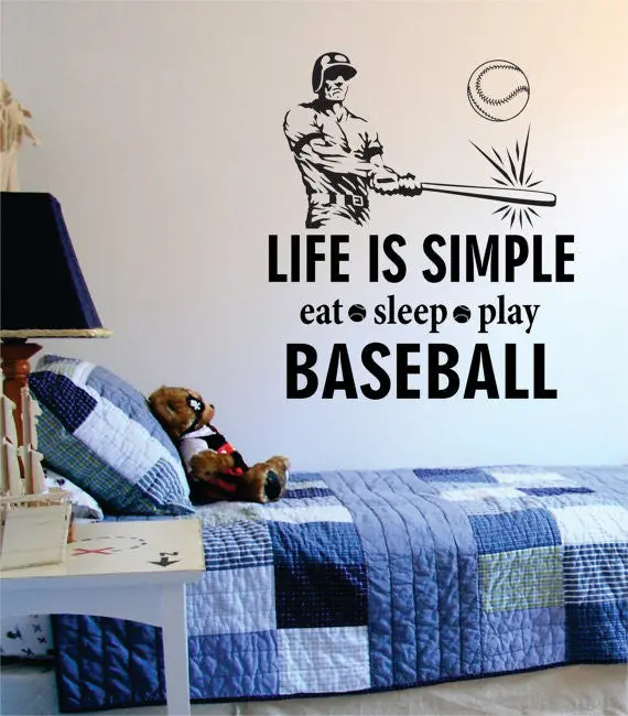 Eat Sleep Play Baseball Version 2 Sports Decal Sticker Wall Vinyl 1