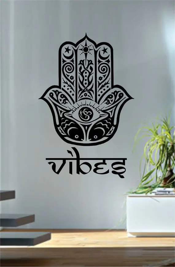 Hamsa Hand Vibes Version 3 Design Decal Sticker Wall Vinyl Decor Art 1