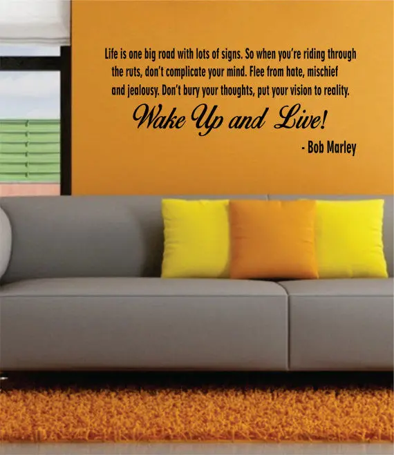 Bob Marley Wake Up And Live Version 2 Decal Quote Sticker Wall Vinyl Art Decor 1