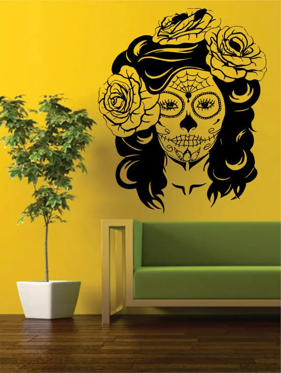 Day Of The Dead Girl Extra Large Skull Art Decal Sticker Wall Vinyl 1