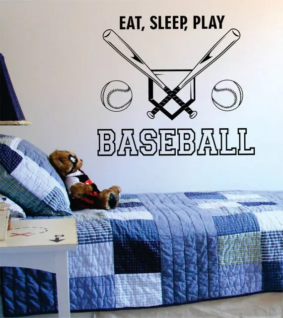 Eat Sleep Play Baseball Version 3 Sports Decal Sticker Wall Vinyl 1