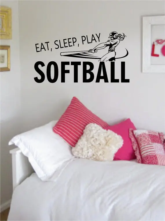 Eat Sleep Play Softball Version 2 Sports Decal Sticker Wall Vinyl 1