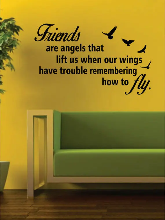 Friends Are Angels Quote Decal Sticker Wall Vinyl Decor Art 1