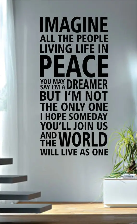 Imagine All The People John Lennon The Beatles Big Quote Design Decal Sticker Wall Vinyl 1