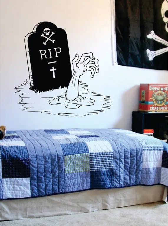 Zombie Hand And Tombstone Design Decal Sticker Wall Vinyl Art Home Room Decor 1