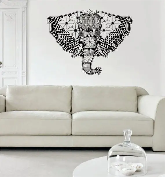 Elephant Face Intricate Animal Design Decal Sticker Wall Vinyl Art Decor Home 1