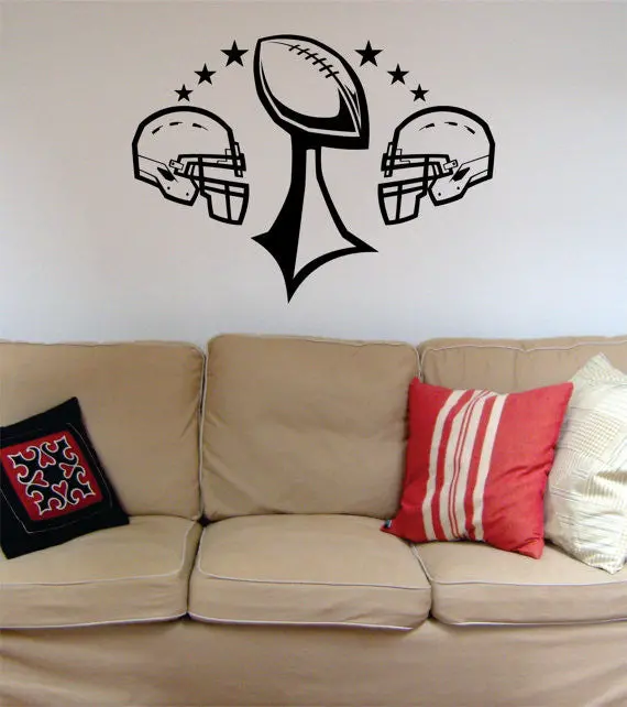 Football Helmets And Trophy Sports Decal Sticker Wall Vinyl 1