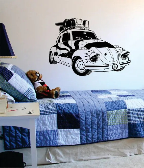 Vw Bug Version 2 Volkswagen Beetle Car Design Decal Sticker Wall Vinyl Decor Art 1