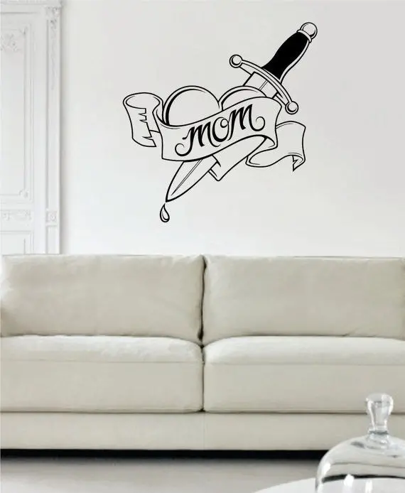 Heart Mom Tattoo Love Design Decal Sticker Wall Vinyl Decor Art 1