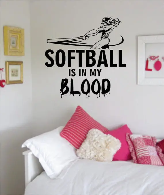 Softball Is In My Blood Sports Decal Sticker Wall Vinyl 1