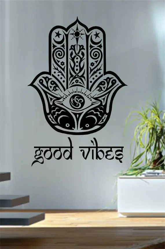 Good Vibes Hamsa Hand Version 3 Decal Sticker Wall Vinyl 1
