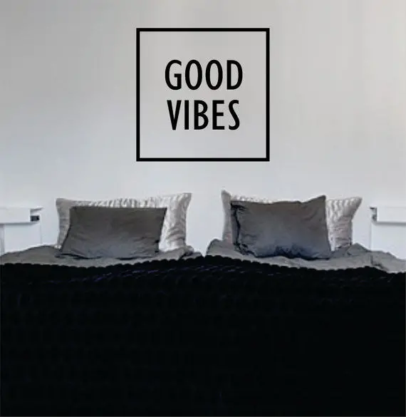 Good Vibes Simple Square Design Quote Decal Sticker Wall Vinyl 1