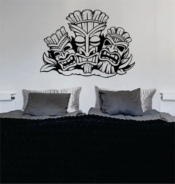 3 Tikis Hawaiian Design Decal Sticker Wall Vinyl Decor Art 1