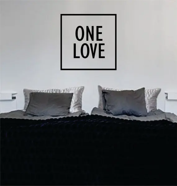 One Love Simple Square Design Bob Marley Quote Decal Sticker Wall Vinyl Decor Art 1