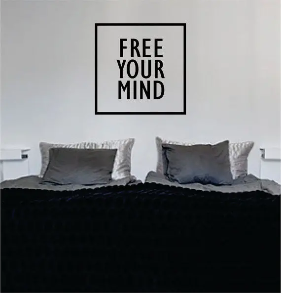 Free Your Mind Simple Square Design Quote Decal Sticker Wall Vinyl Decor Art 1