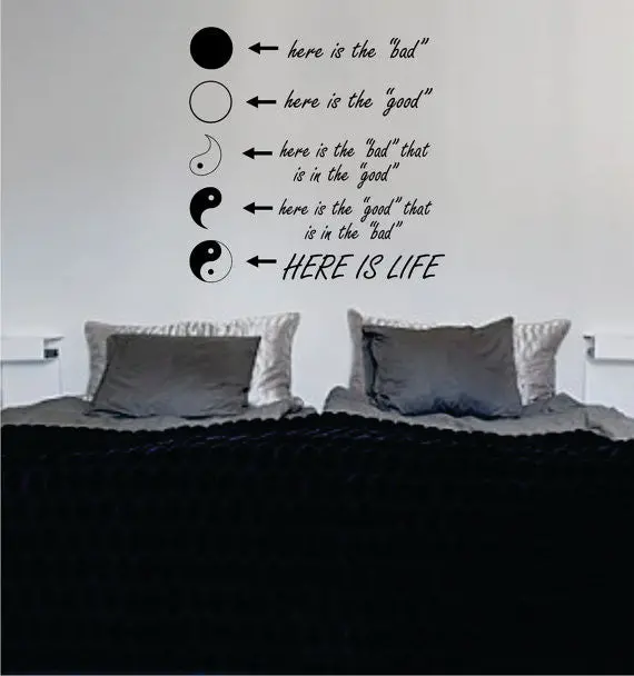 Yin Yang Here Is Life Quote Decal Sticker Wall Vinyl Decor Art 1