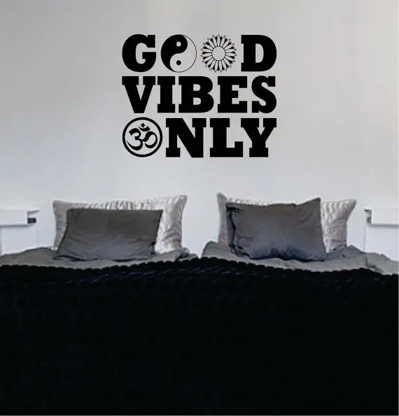 Good Vibes Only Version 2 Yin Yang Flower Design Quote Decal Sticker Wall Vinyl 1