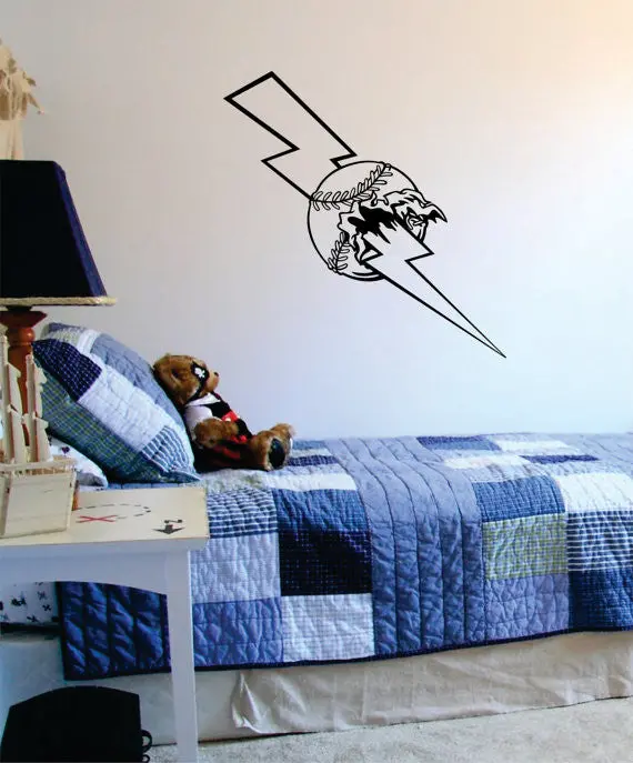Lightning Bolt Baseball Softball Sports Decal Sticker Wall Vinyl 1