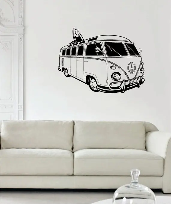 Vw Mini Bus Volkswagen Surfer Car Design Decal Sticker Wall Vinyl Decor Art 1