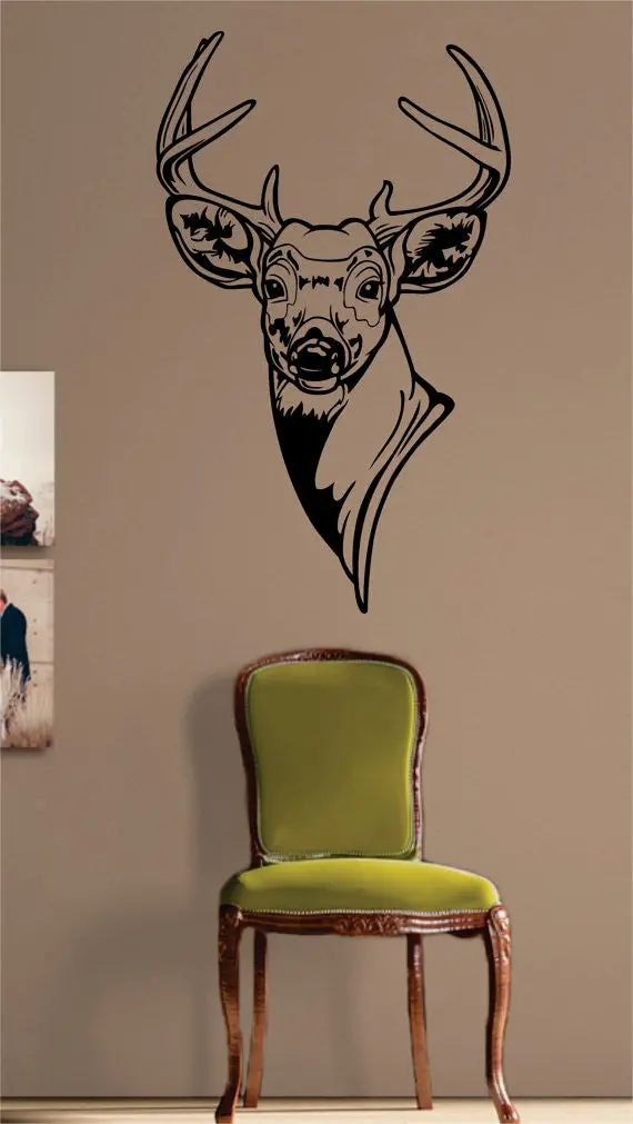 Deer Head Version 2 Animal Design Decal Sticker Wall Vinyl Art Decor Home 1