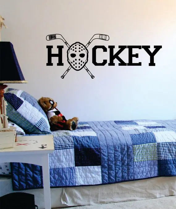 Hockey Goalie Mask And Sticks Quote Design Sports Decal Sticker Wall Vinyl 1