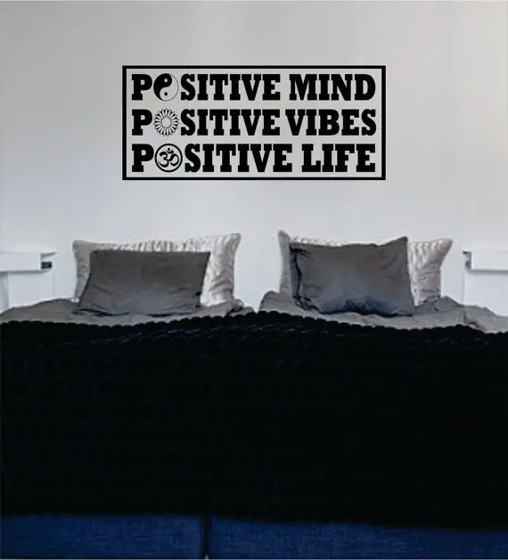 Positive Mind Vibes Life Version 2 Square Yin Yang Flower Om Quote Decal Sticker Wall Vinyl Decor Art 1