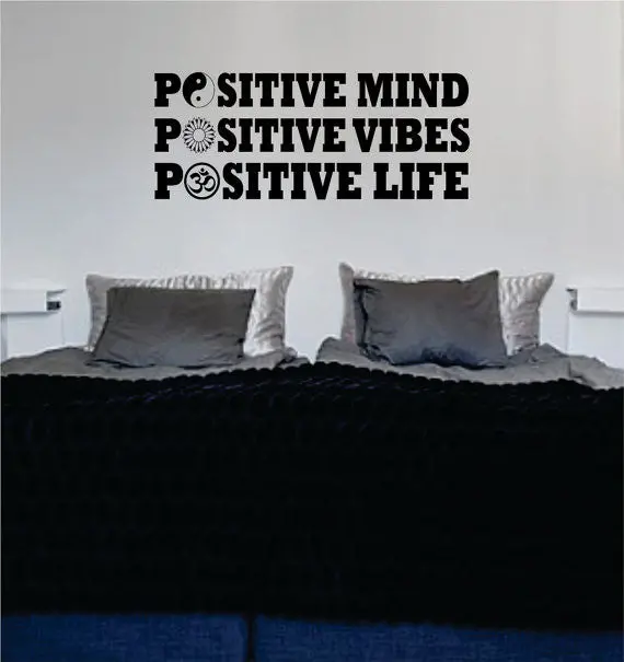 Positive Mind Vibes Life Yin Yang Flower Om Quote Decal Sticker Wall Vinyl Decor Art 1