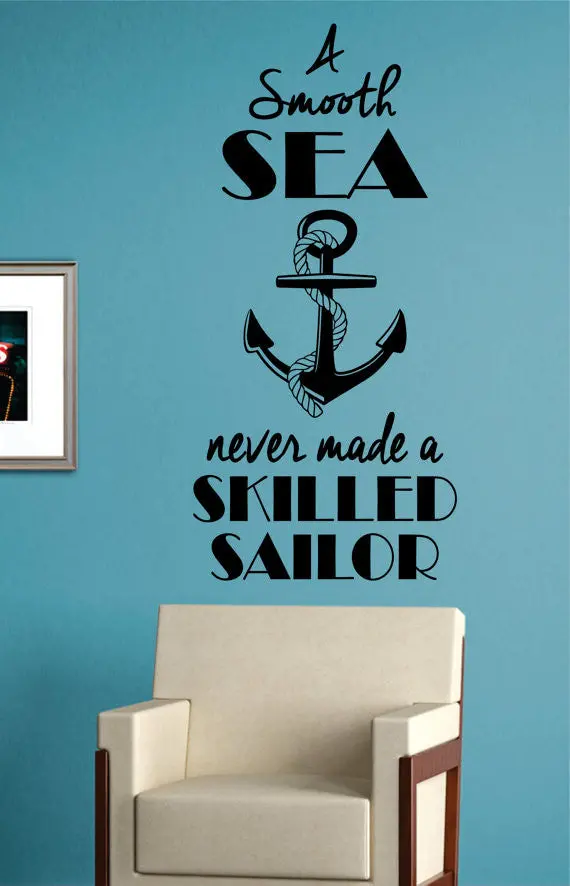 Skilled Sailor Anchor Quote Version 1 Nautical Ocean Beach Decal Sticker Wall Vinyl Art Decor 1
