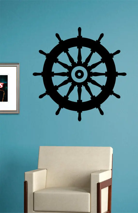 Boat Steering Wheel Nautical Ocean Beach Decal Sticker Wall Vinyl Art Decor 1