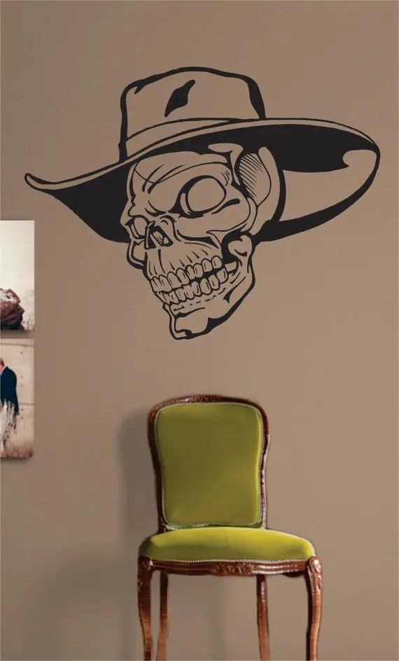 Cowbow Hat Skull Design Art Decal Sticker Wall Vinyl 1