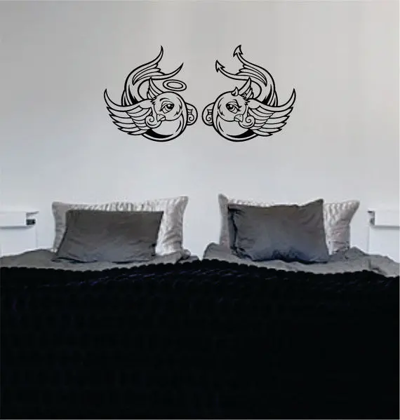 Angel And Devil Swallows Birds Design Animal Decal Sticker Wall Vinyl Decor Art 1