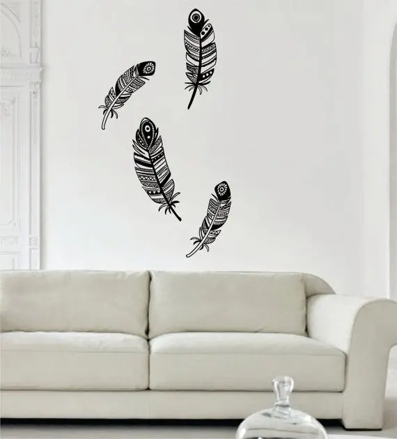 Tribal Feathers Design Animal Decal Sticker Wall Vinyl Decor Art 1