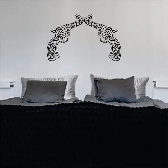 Two Guns Beautiful Rose Decal Sticker Wall Vinyl Decor Art 1