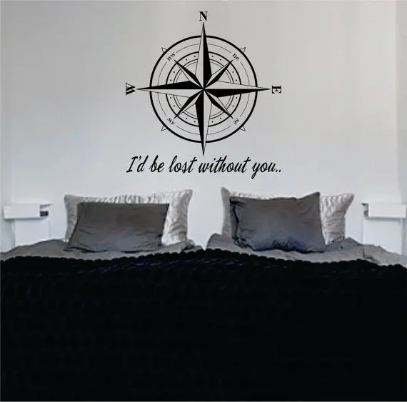 Compass Rose Id Be Lost Without You Nautical Decal Sticker Wall Vinyl Art 1