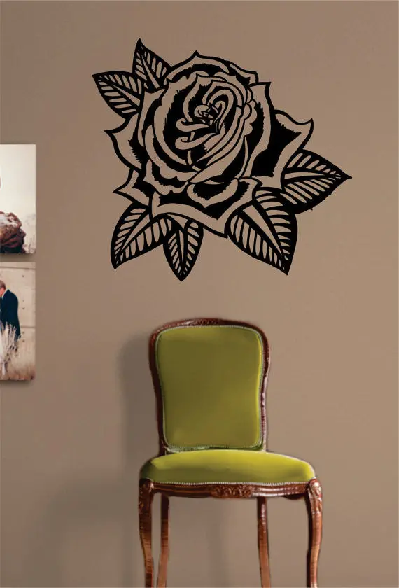 Beautiful Rose Flower Design Decor Nature Decal Sticker Wall Vinyl Art 1