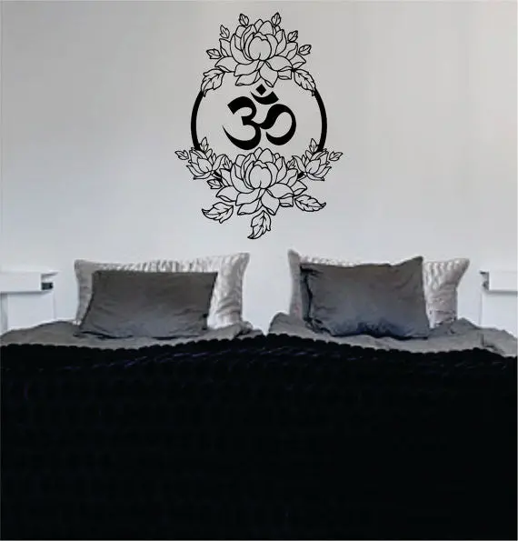 Beautiful Flowers And Om Design Decal Sticker Wall Vinyl 1