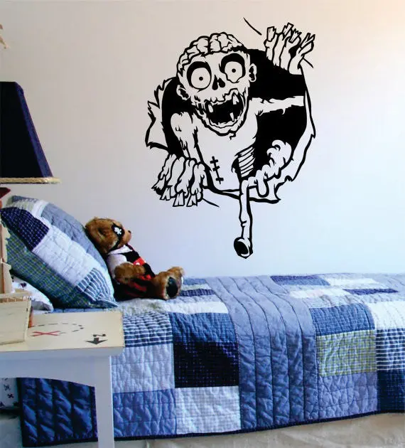 Zombie Ripping Through The Wall Design Decal Sticker Wall Vinyl Art Home Room Decor 1