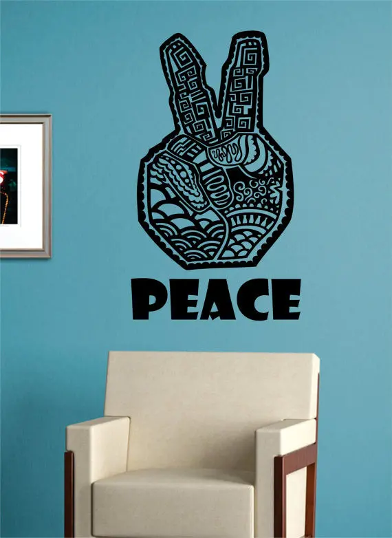 Peace Sign Hand Art Version 2 Design Decal Sticker Wall Vinyl Decor Art 1