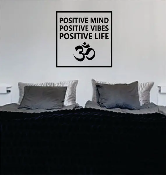 Positive Mind Vibes Life Om Simple Square Design Quote Decal Sticker Wall Vinyl Decor Art 1